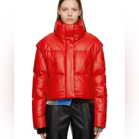 🔥🔥🔥SOLD! MACKAGE   BAILEY-DL RED LEATHER  DOWN FILLED PUFFER/BOMBER SIZE L🔥🔥🔥 - Picture 6 of 12